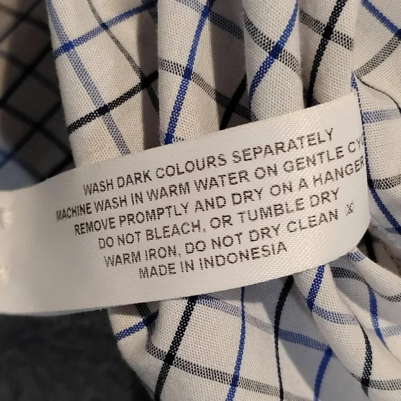 Van Heusen Men's White &  Blue Plaid Easy Care Dress Shirt Neck 42 Sleeve 90 - Picture 7 of 10